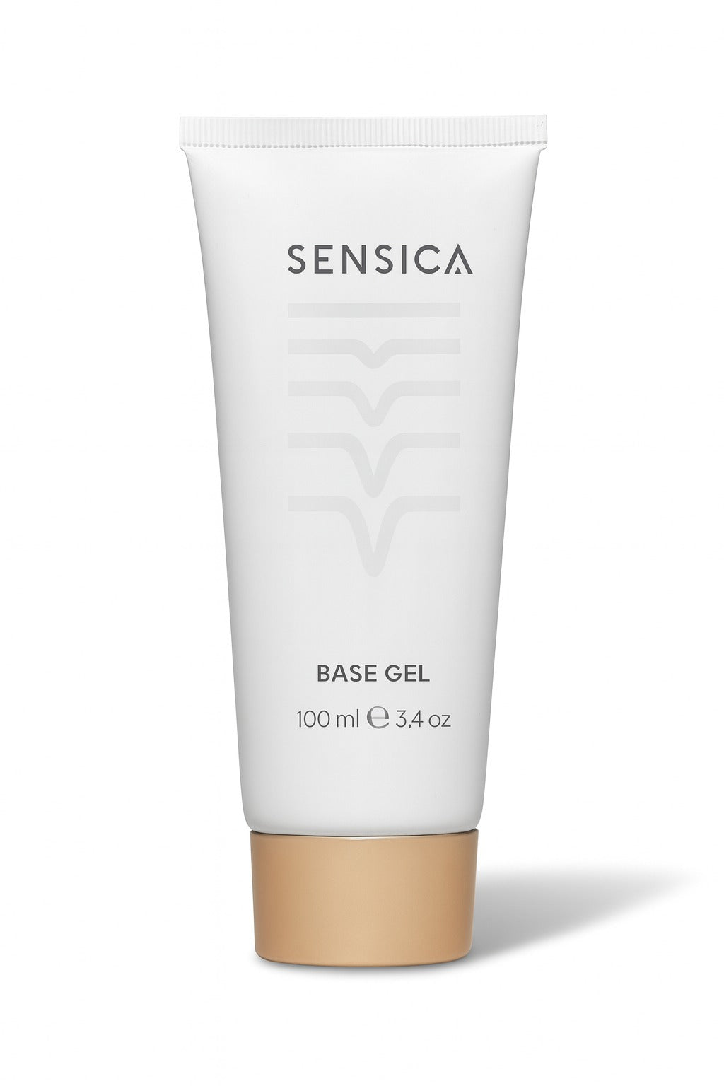 SENSICA Base Gel in a 100 ml white squeeze tube with a metallic gold cap, shown on a clean white background.