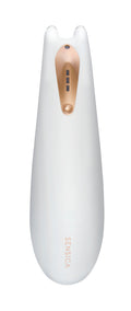 White and rose gold electronic device with 'SENSICA' branding on a white background